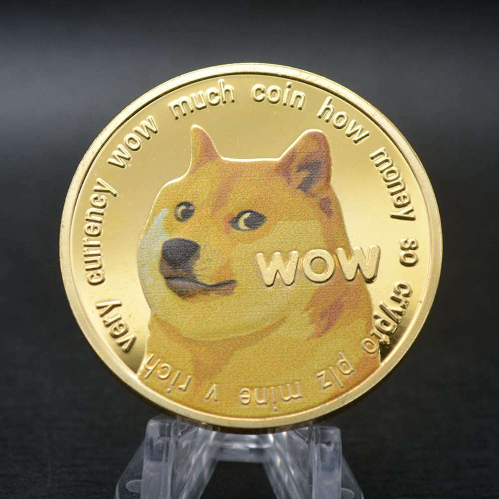 New Gold Dogecoin Coins Commemorative Collectors Gold Plated Doge Coin