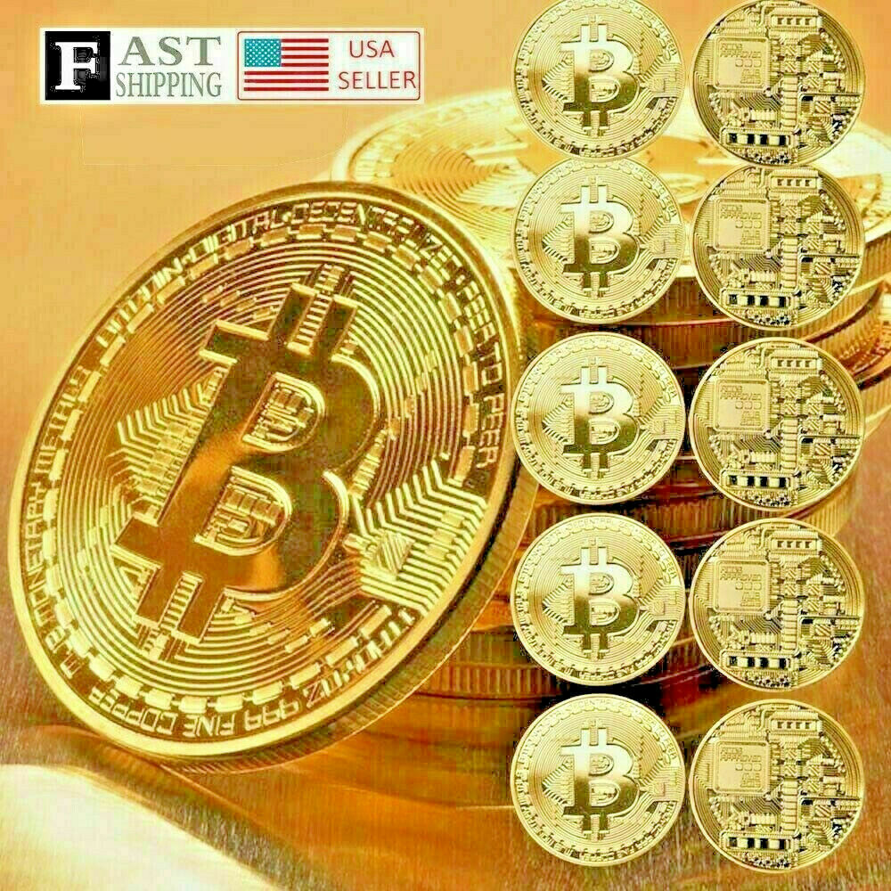 10pcs Gold Bitcoin Commemorative 2020 New Collectors Gold Plated Bit Coin Usa
